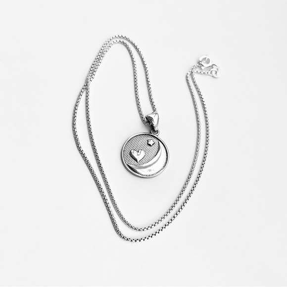 Sterling Silver I Love You To Moon & Back Necklace, Heart and Moon Jewelry Chain - Picture 5 of 13
